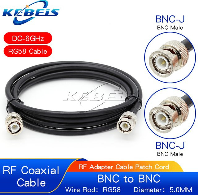 KEBEIS RG58 BNC-auf-BNC Koaxial-Pigtail Jumper 50 Ohm Kabel in Schwarz - Bild 1
