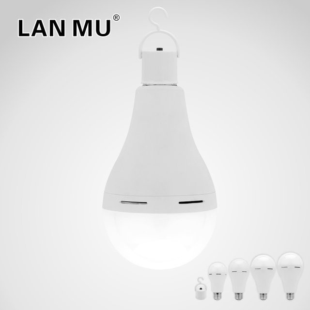 Wiederaufladbare E27 LED Notfall-Glühbirne in Cool White für Camping und Garten - Bild 1
