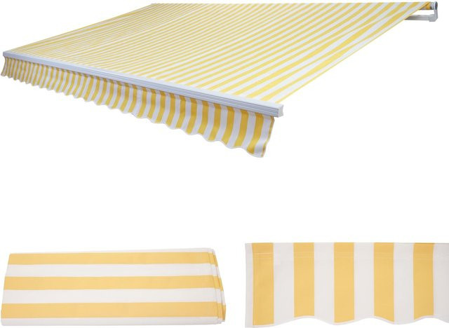 MCW Ersatz-Bezug für Gelenkarmmarkise H791 aus Acryl, Gelb-Weiß, B: 450 cm, T: 290 cm - Bild 1