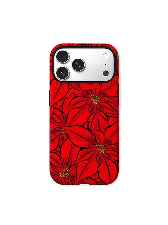 Potdemiel Robuste Handyhülle mit Poinsettia-Design für iPhone 17 16 15 14 13 Pro Max Plus, Rot, Magnetisch, Einzel- und Doppelschichtig - Bild 6
