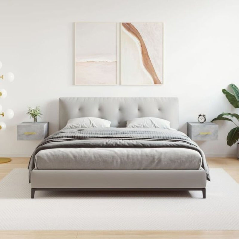 Vidaxl Wand-Nachttische 2er-Set in Grau, Modernes Design aus Beton und Holzwerkstoff, B/T/H: 35 x 35 x 20 cm - Bild 1