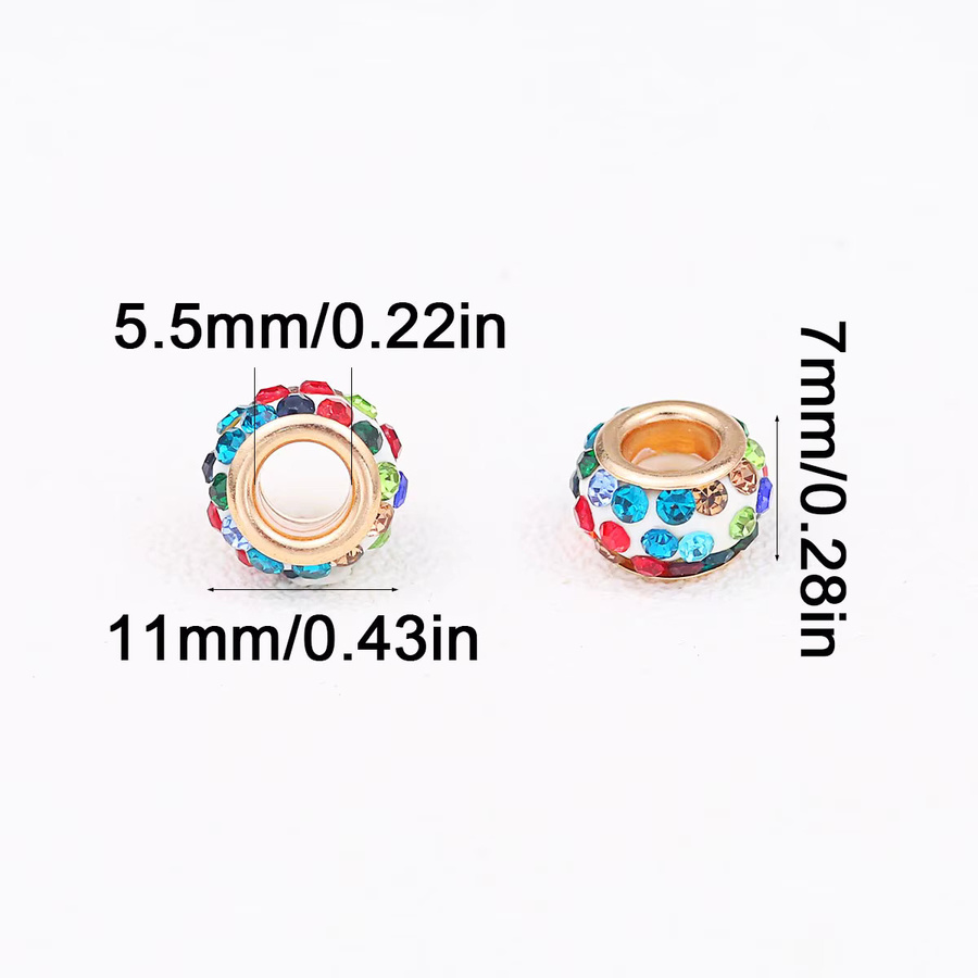 Tonperlen, 11mm, Dreifach-Diamantreihen, Goldrand, Weiß, Unisex - Bild 2