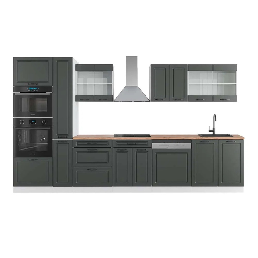 Vicco R-Line Küchenzeile Landhausstil in Anthrazit und Weiß mit Hochschrank, Breite: 350 cm - Bild 2