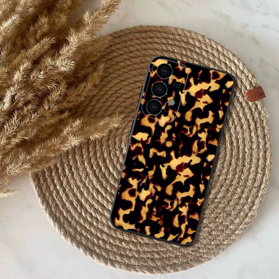 Samsung Handyhülle im Tortoise Shell Marble Design für S25 S24 S23 S22 S21 S20 Ultra Plus FE Lite Note in Schwarz - Bild 2