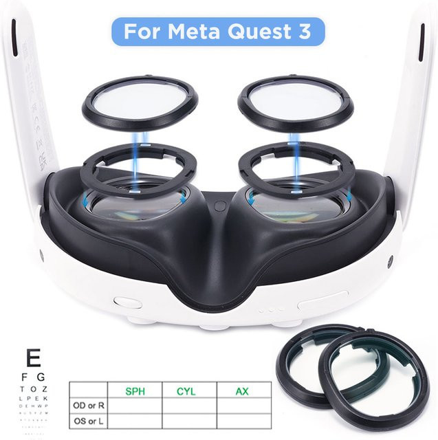 Magnetische Brillengläser für Meta Quest 3 mit Myopie-Korrektur, Anti-Blau- und Anti-Glare-Beschichtung inklusive Rahmen - Bild 1