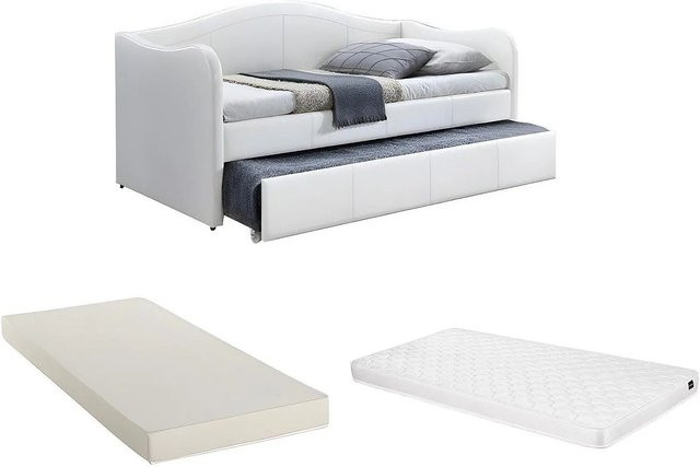 Vente-unique Sofabett Mathilde in Weiß mit Schlaffunktion und Auszugsschublade aus Kunstleder - Bild 1