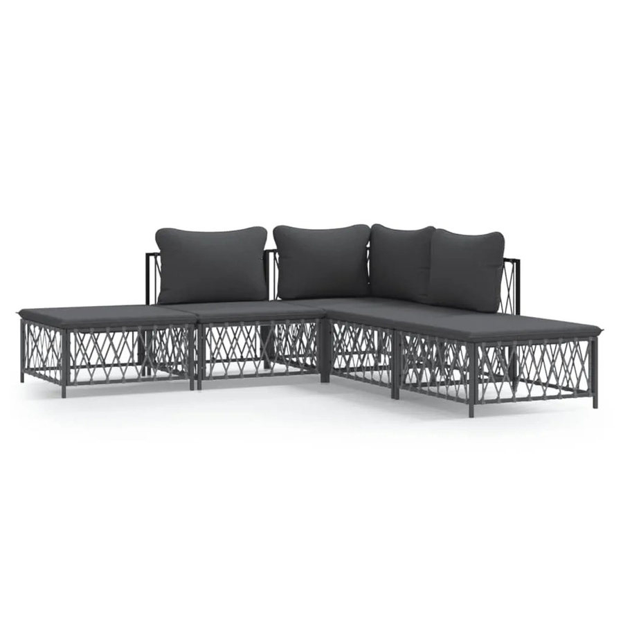 vidaXL 5-teiliges Garten-Lounge-Set in Anthrazit mit Kissen aus Textilene und pulverbeschichtetem Stahl - Bild 2