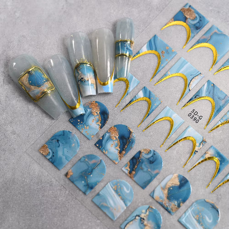 MAFANAILS Nagelaufkleber, Blau Marmor, Glänzend - Bild 1