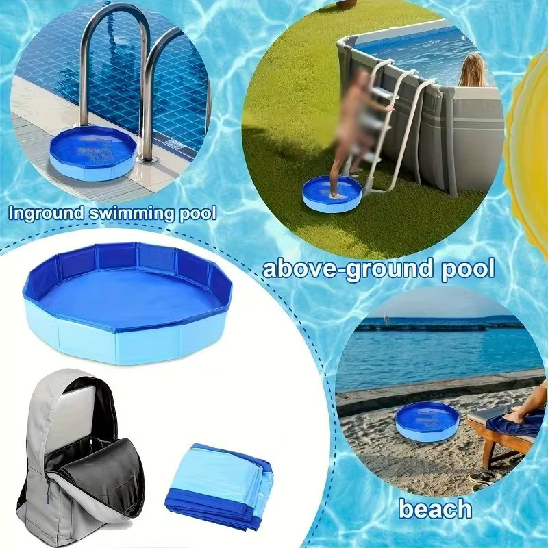 Tragbares und faltbares PVC-Fußbad in Blau zur Poolreinigung und als Poolzubehör - Bild 4