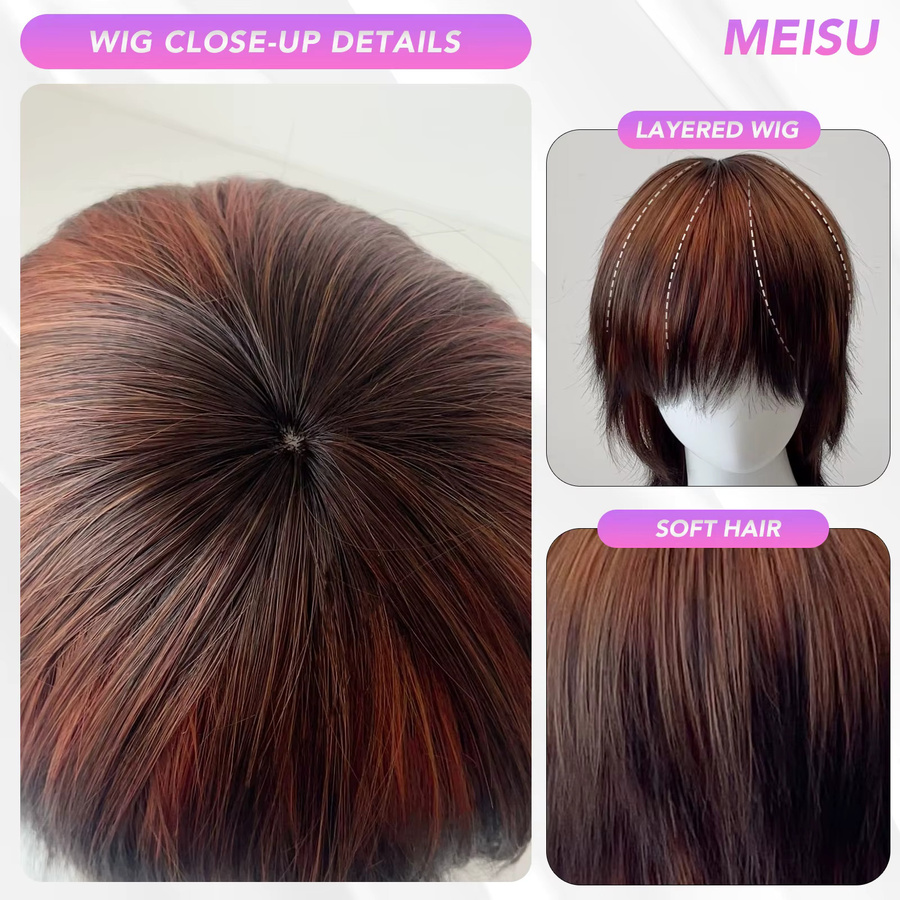 MEISU Perücke, synthetische Faser, glatt, Unisex - Bild 5