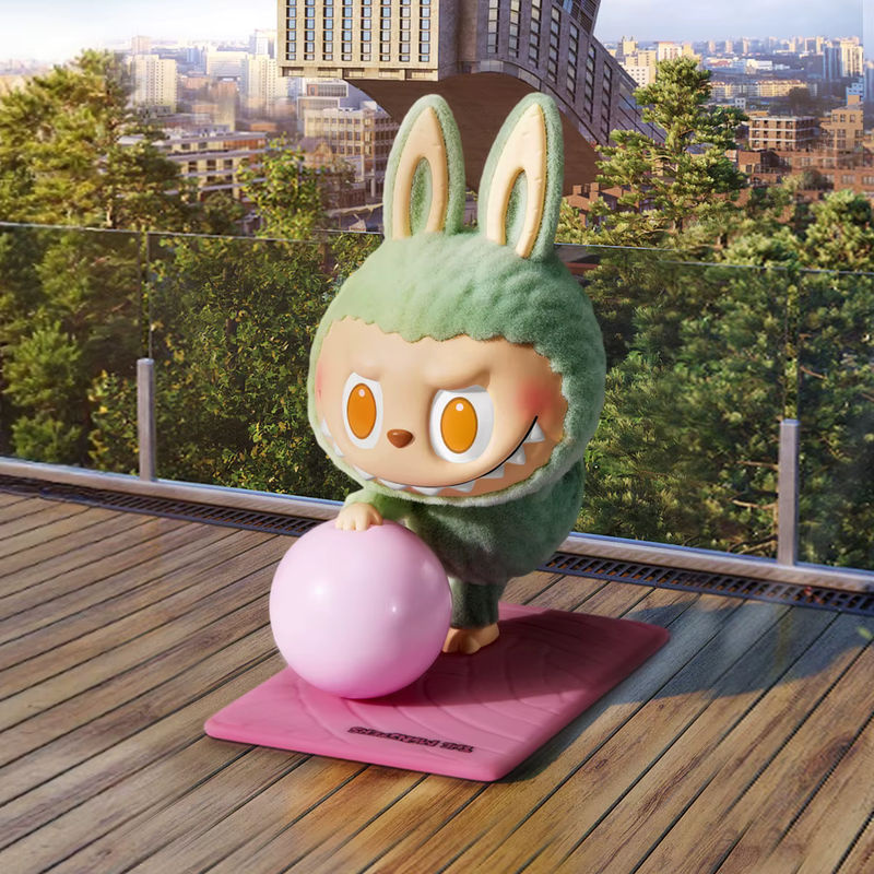 Pop Mart Labubu Die Monster Lazy Yoga Serie Blind Box Figur aus Kunststoff in Blau - Bild 2