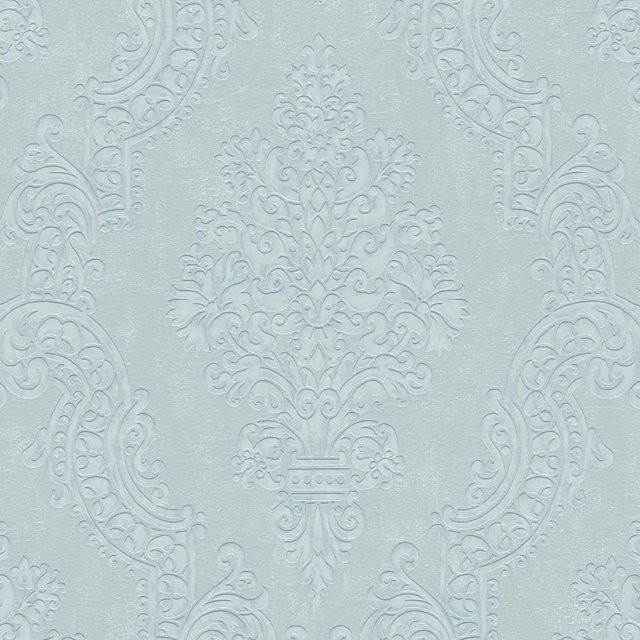 PROFHOME Barock Tapete Ornament in Mint, Grau und Silber, florales Design, Vlies, Breite: 0,53 m, Länge: 10,05 m - Bild 1