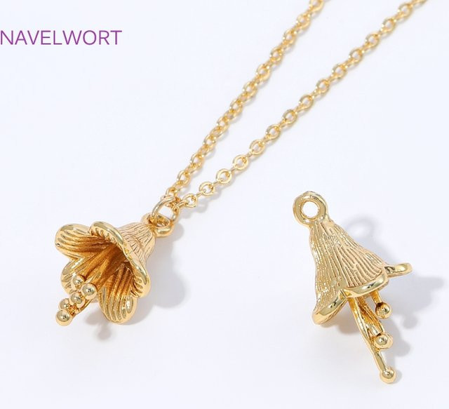 Anhänger Glockenblumen, 18K vergoldetes Messing, Gold, Unisex - Bild 1