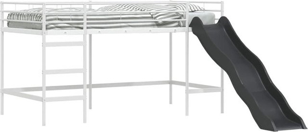 vidaXL Kinder-Loftbett mit Rutsche aus Metall in Weiß und Anthrazit, B/T/H: 100 x 200 x 166 cm