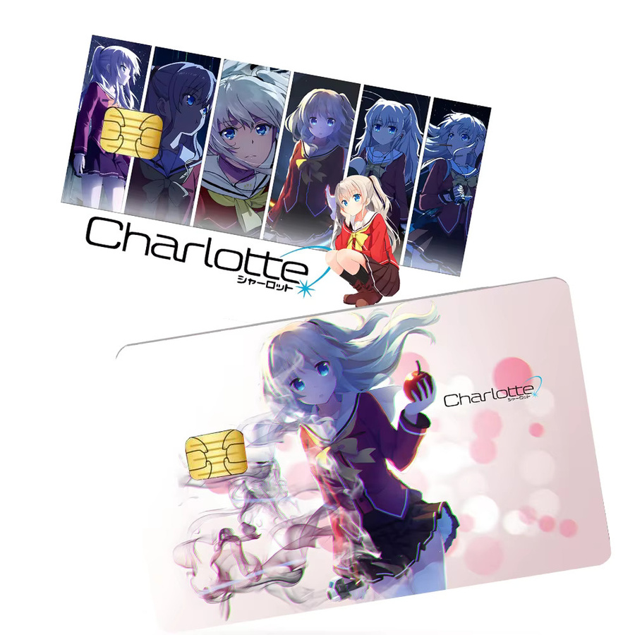 4er-Set Anime Charlotte Charakter Tomori Nao Aufkleber aus PVC für Kreditkarten, abnehmbare selbstklebende Schutzfolie in Multicolour - Bild 4
