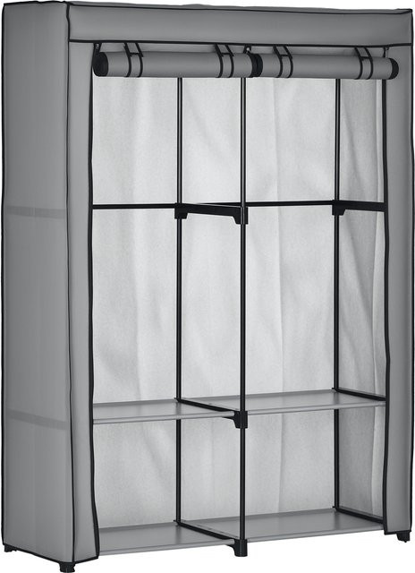 HOMCOM Kleiderschrank aus Vliesstoff mit Kleiderstangen und 4 Fächern, faltbar, Hellgrau, B/T/H: 118 x 49 x 170 cm - Bild 1