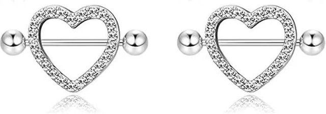 Lucky Star Jewelry Brustwarzenringe Edelstahl, Zirkonia, Silber, Damen - Bild 1