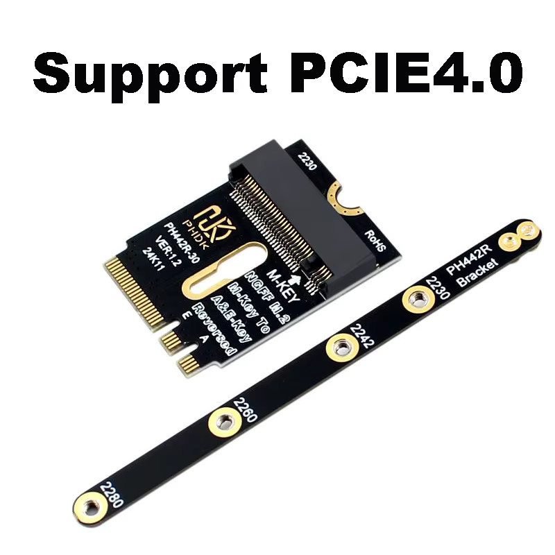 T.F.SKYWINDINTL M.2 Key A+E zu NVMe SSD Adapter, M.2 WIFI Schnittstelle A/E Key zu M Key Gen3 X4 Riser-Karte für 2230 2242 2260 2280 SSD, Schwarz - Bild 4