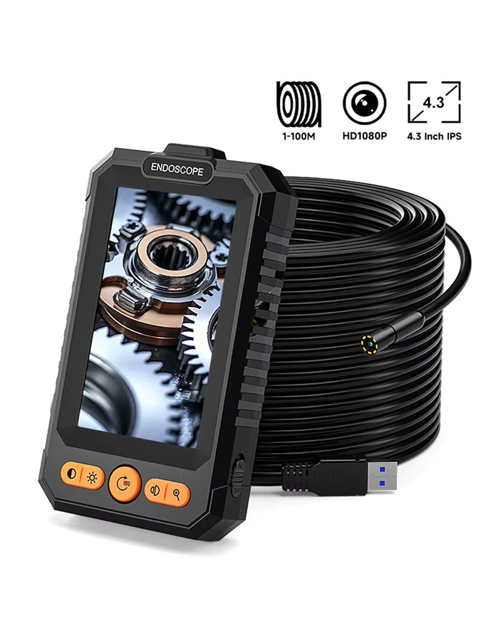 VISHRT Industrielles Endoskop mit 4,3-Zoll-IPS-Bildschirm, HD1080P, 8 mm USB-Kamera, 8 LEDs und 2600 mAh Akku, wasserdichtes Boreskop in Schwarz für die Inspektion von Autopipen und Abwasserkanälen - Bild 7