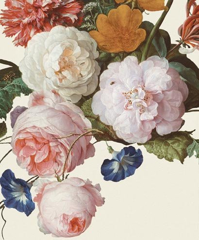 Eijffinger Wallpaper Dutch Masters Vlies Tapete mit Blumenmuster in Mehrfarbig Weiß und Rot/Rose - Bild 1
