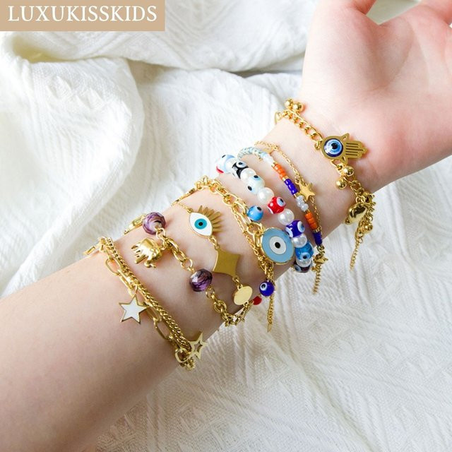 LUXUKISSKIDS Armband, Edelstahl, Blau, Boho, Damen - Bild 1