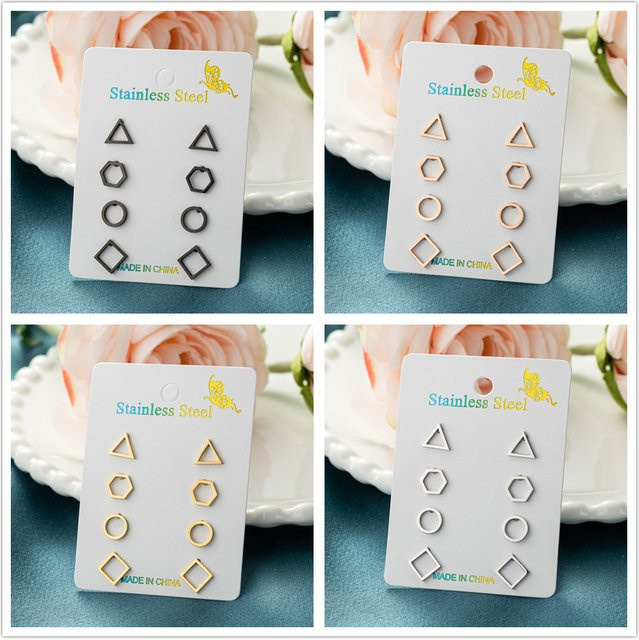 Ohrringe Hexagon, Edelstahl, Minimalistisch, Unisex - Bild 1