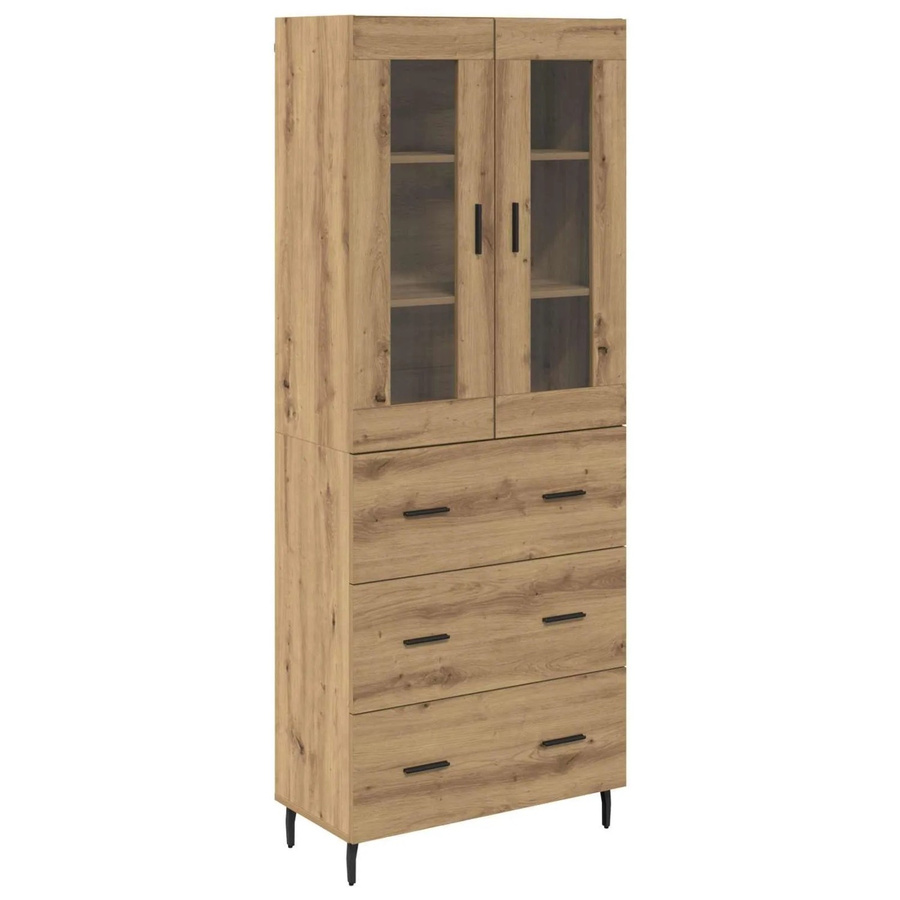 vidaXL Highboard 2-teilig Artisan-Eiche, Farbe Braun, aus Holz und Glas, B/T/H: 180 x 34 x 60 cm - Bild 2