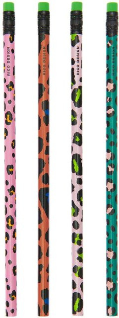 Rico Design Paper Poetry Bleistifte Acid Leo 4er-Set in Grün und Multicolour aus Holz - Bild 1