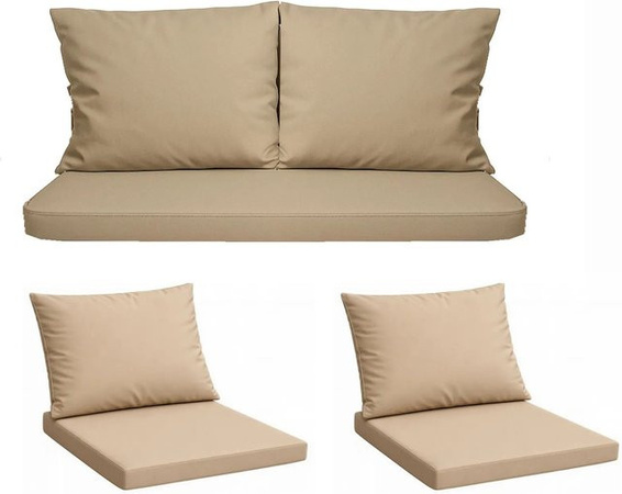 Setgarden Komfort Set Gartenloungekissen aus Technorattan in Beige für Sofa und Sessel, 1-teilig