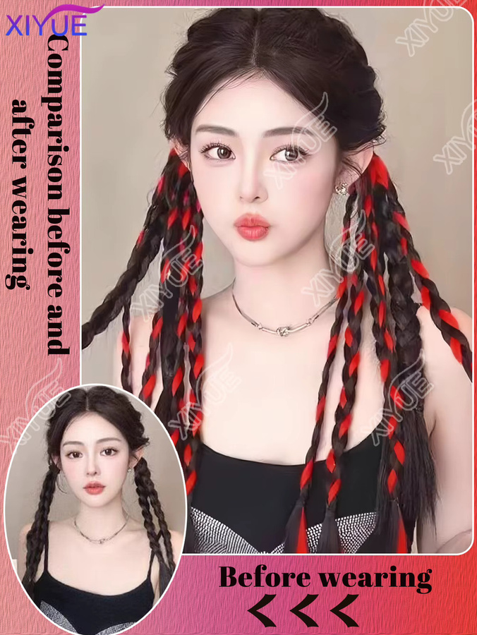 XIYUE Twist-Zopf-Perücke, Pferdeschwanz-Verlängerung, Schwarz, Damen - Bild 4