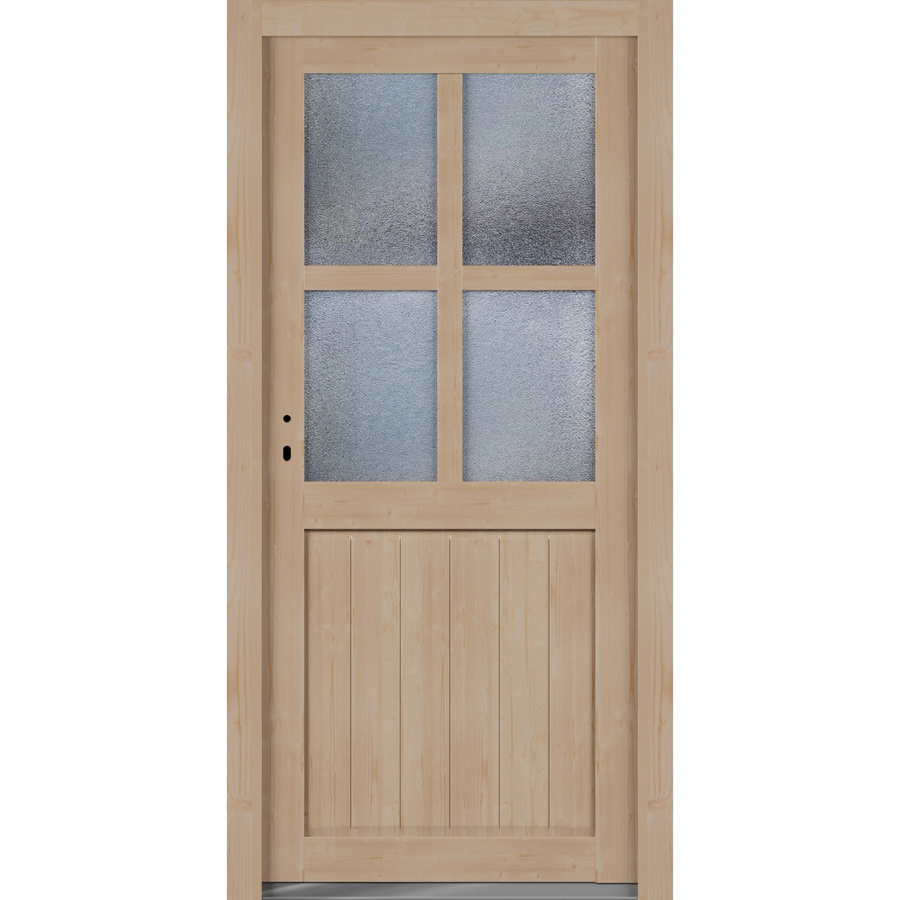 Roro Nebeneingangstür OHE 1007 Fichte mit Glaseinsatz, Braun, B: 98 cm, H: 198 cm, DIN Links - Bild 2
