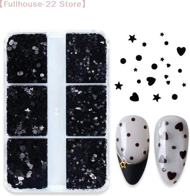 Heabety Nagel-Charms, schwarz, glänzend, Stern Herzform - Bild 1