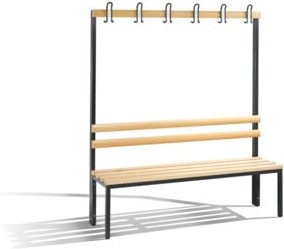 C+P Garderobenbank Basic Hall Tree mit Sitzbank aus Buche und Stahlrohr, Farbe Schwarzgrau, H x B x T: 165 x 150 x 40,3 cm