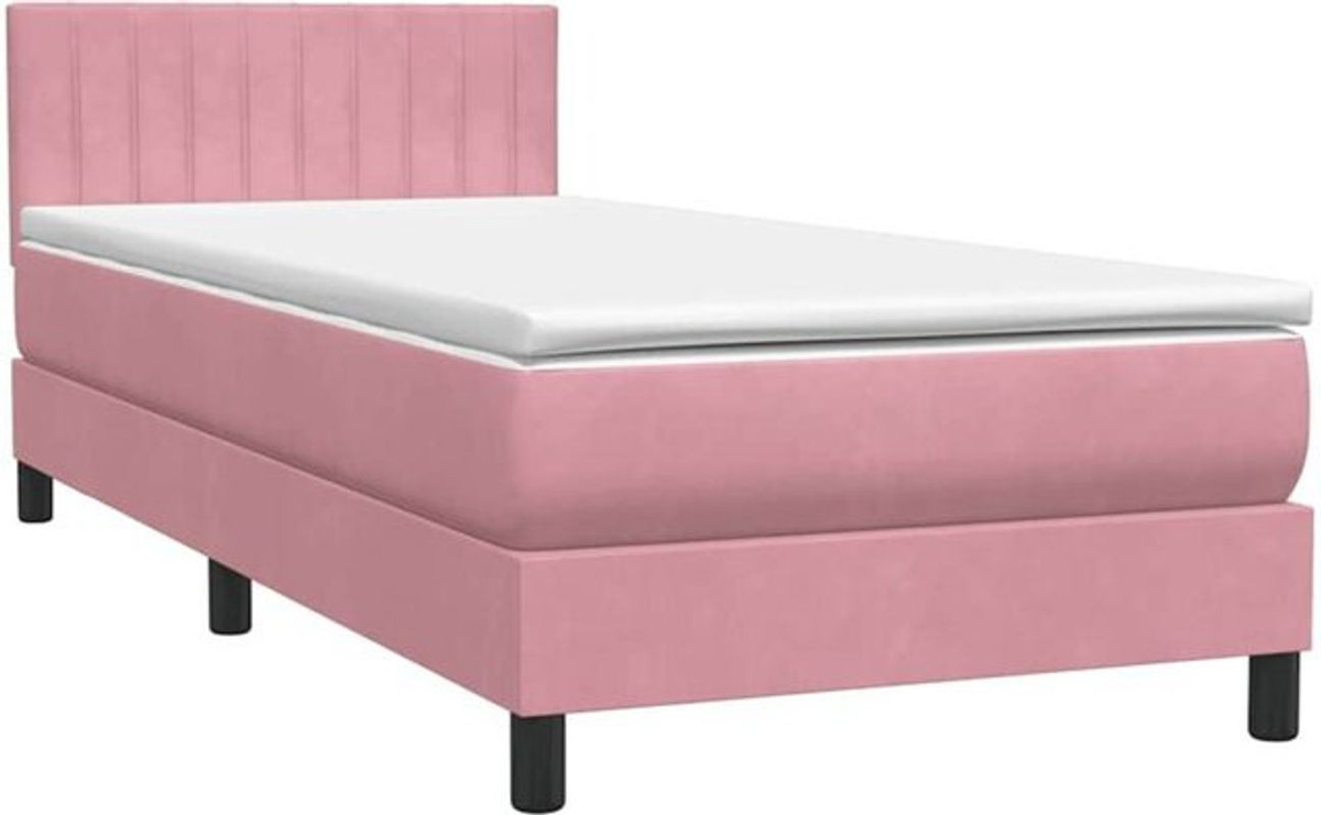 Boxspringbett mit Matratze von vidaxl in Rosa, modernes Design aus Samt und Holzwerkstoff, B/T/H: 90 x 210 cm - Bild 1