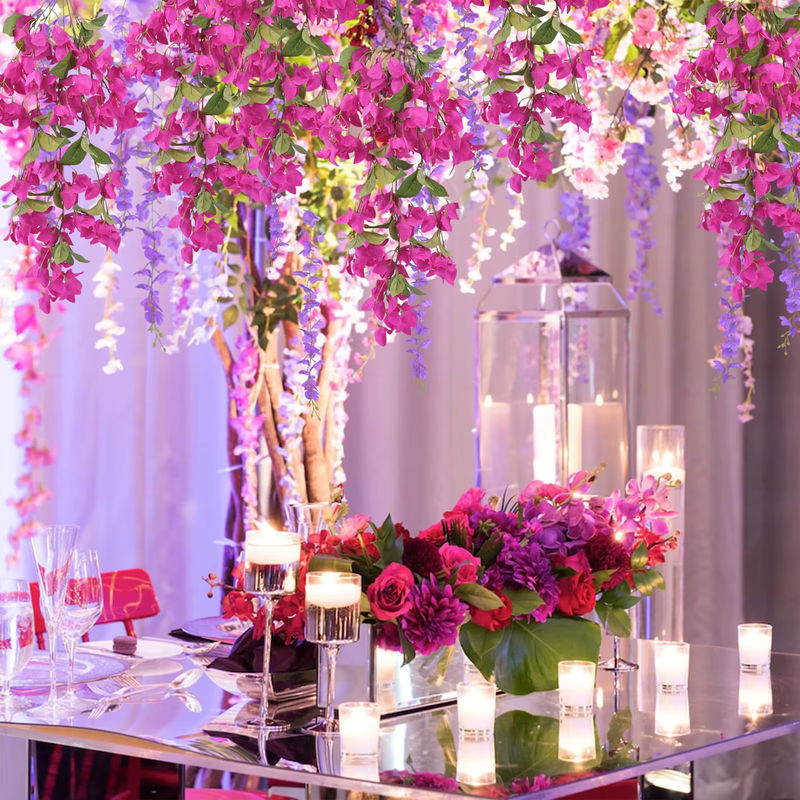 2er-Set Künstliche Orchideen als Hängepflanzen in Violett, Beige und Rot für Hochzeiten, Garten und Hausdekoration - Bild 4