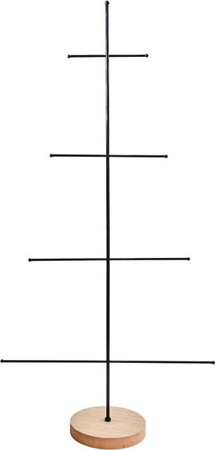 Rico Design Weihnachts-Tannenbaum aus Metall mit Holzsockel in Anthrazit und Natur, Höhe: 79,5 cm, Breite: 40 cm, Tiefe: 14 cm - Bild 1