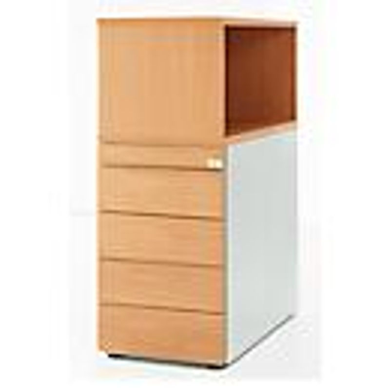 Schäfer Shop Genius Standcontainer mit Aufsatzregal, abschließbar, Farbe: Buche/Braun - Bild 2