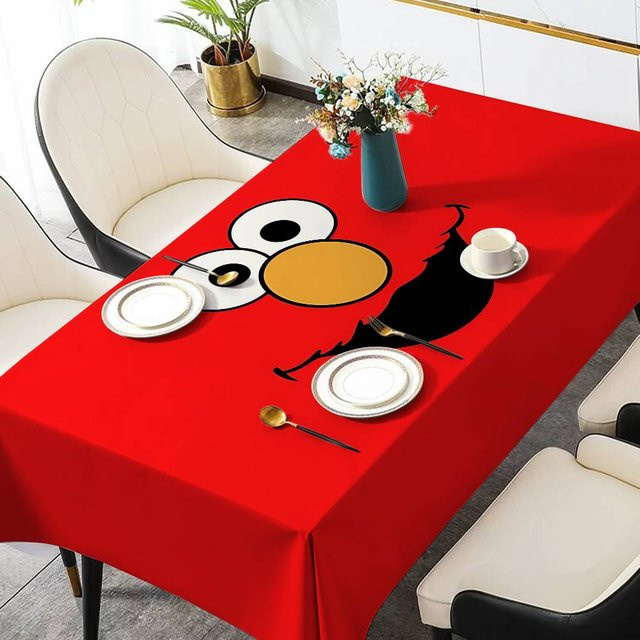 Wasserdichte rechteckige Tischdecke mit Sesamstraße Cartoon Motiv in Rot für Party und Esszimmer - Bild 1