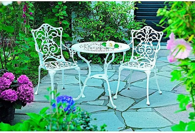 3-teilige Gartenmöbelgruppe Merxx Lugano aus Aluminium in Weiß - Bild 1
