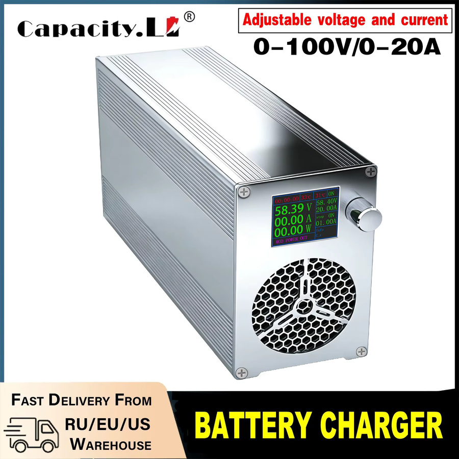 Einstellbares Hochleistungs-Ladegerät für LiFePO4 Batterien mit 20A und 40A, kompatibel mit 12V, 24V, 48V, 72V, 84V und 100V - Bild 2
