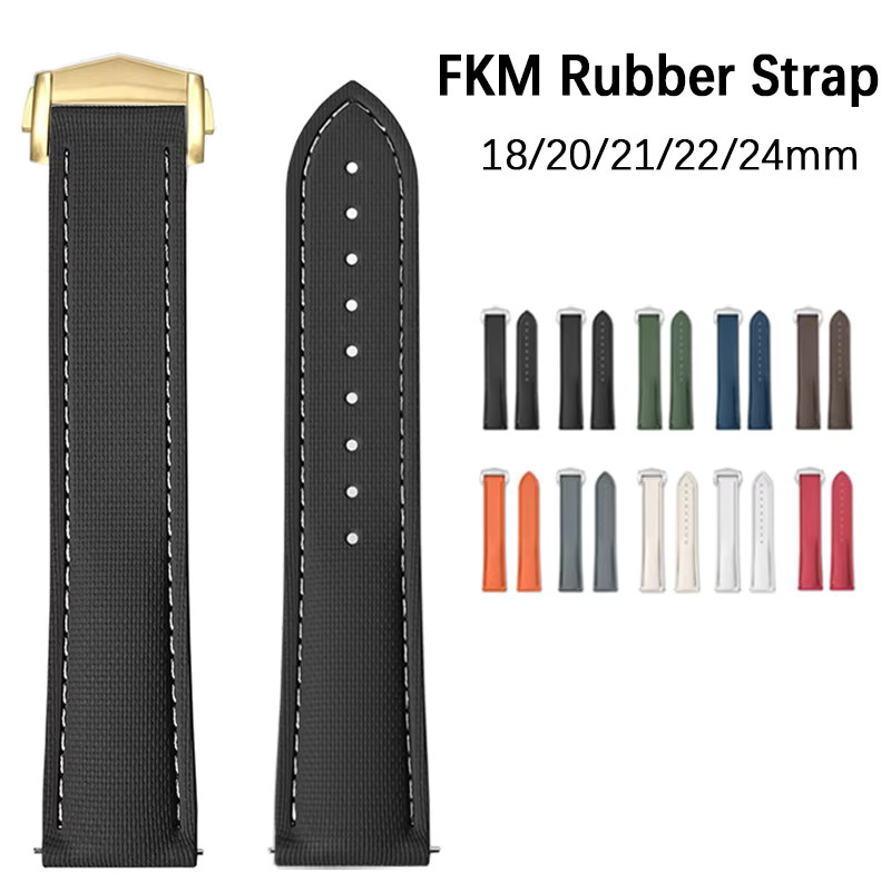 strapfreak Uhrenarmband Fluorkautschuk, Schwarz, Herren, Faltschließe - Bild 5