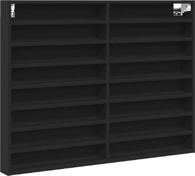 vidaXL Vitrinenschrank Schwarz mit Glastüren aus Holzwerkstoff, Wandmontage, B/T/H: 100 x 8,5 x 75 cm - Bild 1