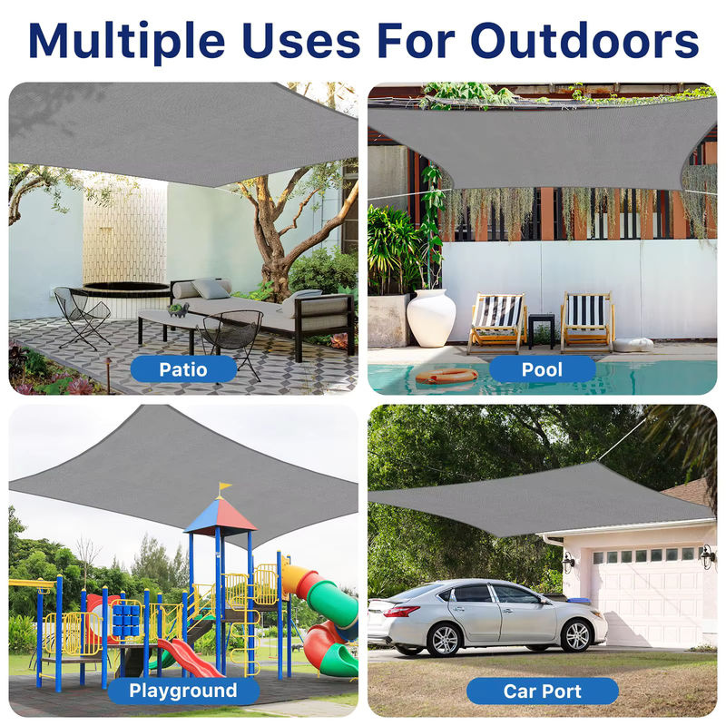 Wasserdichtes Sonnensegel aus Polyester in Hellgrau, quadratischer Baldachin als UV-Schutz für Terrasse und Camping, B/B: 3 x 3 m oder 3,6 x 3,6 m - Bild 4