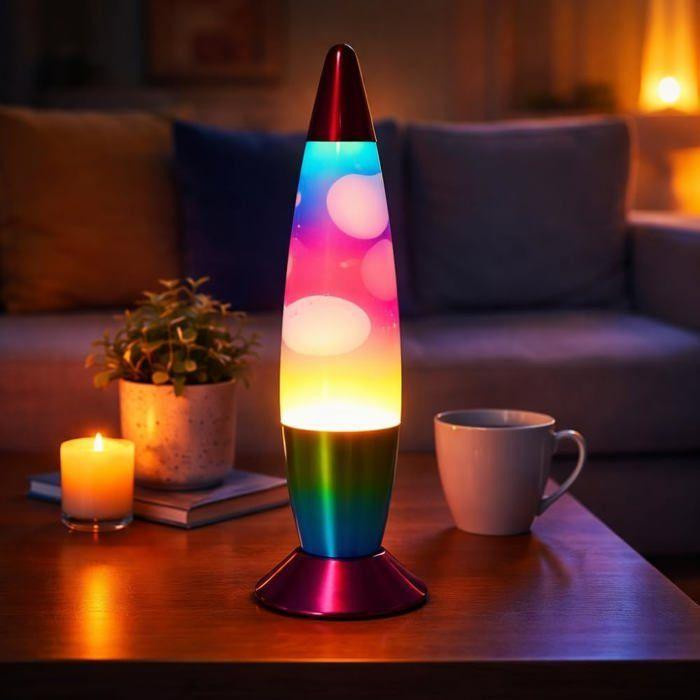 Dekorative Lava-Lampe BG INTERNATIONAL in Regenbogen Mehrfarbig mit warmem Licht und hypnotischem Flüssigkeitseffekt, Höhe: 41 cm - Bild 2