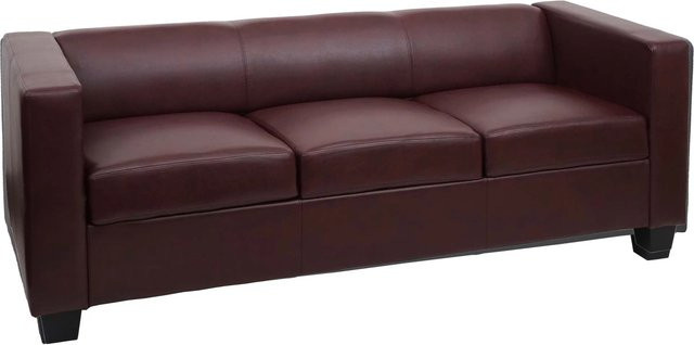 MCW 3er Sofa Lille im modernen Lounge-Stil aus Kunstleder in Rot-Braun - Bild 2