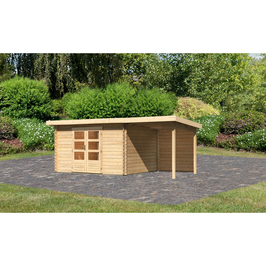 Karibu Holz-Gartenhaus Ängelholm in Natur mit Pultdach und modernem Design, Breite: 340 cm, Tiefe: 280 cm - Bild 2