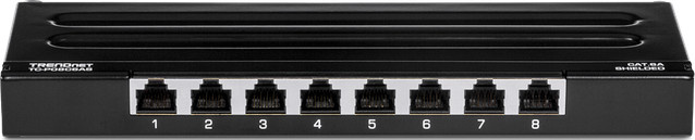 TRENDnet TC-P08C6AS Patch Panel für Wandmontage, RJ-45 x 8, Ethernet/LAN, Schwarz, 0.5U - Bild 1