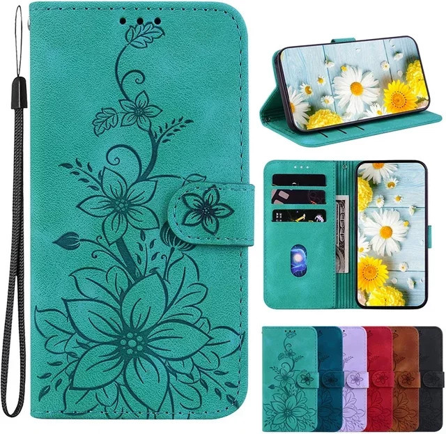 Magnetische Leder-Handyhülle als Wallet Case für Motorola MOTO G POWER 5G, G PLAY 4G 2024, G Stylus 5G 2022 und G PURE One 5G in Grün und Türkis - Bild 1