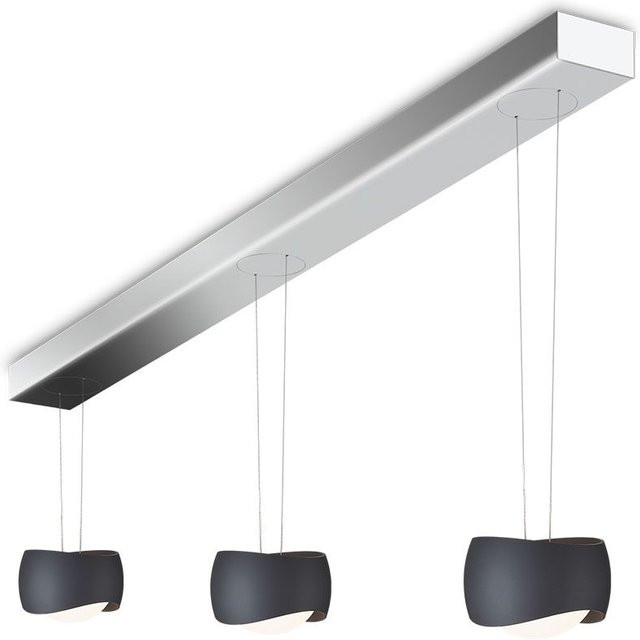 Oligo Curved Slack-Line LED-Pendelleuchte 3-flammig in Schwarz Matt und Chrom mit Tunable White (2200K - 5000K) und Casambi-Steuerung - Bild 1