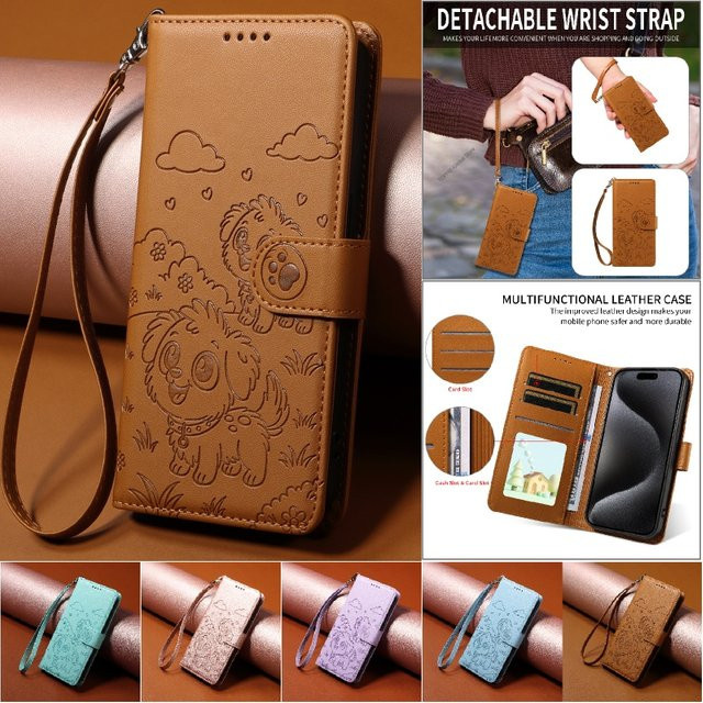 Xiaomi Business Flip Cover Case aus Leder mit Anti-Diebstahl-Lanyard und Kartenfach für Redmi 14C 13C Note 14 Pro Plus 13 14S in Pink - Bild 1